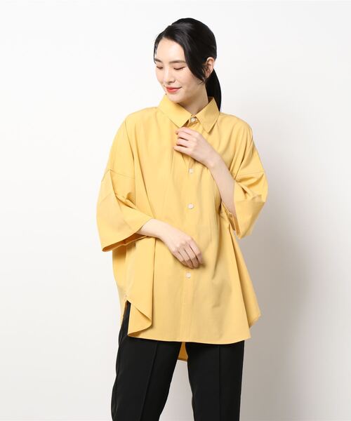 THISIS(ディスイズ)の「ビッグシルエット ポリストレッチ ドロップショルダーシャツ トップス レディース(シャツ/ブラウス・レディース・ホワイト/グリーン/サックスブルー/イエロー/チャコール/ブラック/ネイビー/パープル・LARGE/X-LARGE/MEDIUM)」の12枚目の写真