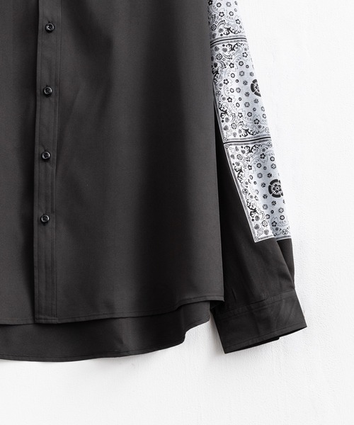 Rocky Monroe(ロッキーモンロー)の「オーバーサイズシャツ ペイズリープリントストレッチとろみビッグ長袖刺繍シャツ(シャツ/ブラウス・メンズ・ホワイト/ライトグレー/ブラック・L/M)」の21枚目の写真