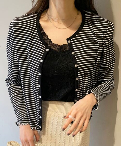 MAJESTIC LEGON(マジェスティックレゴン)の「レトロカットカーディガン(カーディガン/ボレロ・レディース・グリーン/ブラック系その他/グレー系その他・MEDIUM)」の15枚目の写真