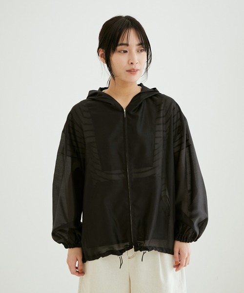 SALON adam et rope'（サロン アダム エ ロペ）の「シアーフーデッドブルゾン（ブルゾン・レディース・ブラック/グレー/イエロー・FREE）」の9枚目の写真