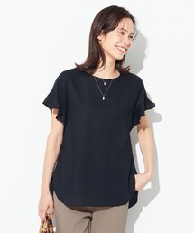 【洗える】ライトリネンクロスフレアスリーブ ブラウス