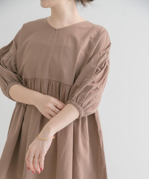 ITEMS URBANRESEARCH（アイテムズ アーバンリサーチ）の「ドライコットンギャザーブラウス（シャツ/ブラウス・レディース・ネイビー/ブラウン/ベージュ・FREE）」の21枚目の写真