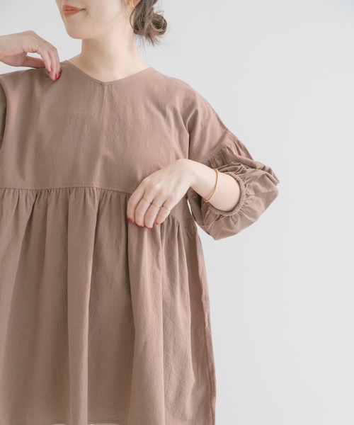 ITEMS URBANRESEARCH（アイテムズ アーバンリサーチ）の「ドライコットンギャザーブラウス（シャツ/ブラウス・レディース・ネイビー/ブラウン/ベージュ・FREE）」の20枚目の写真