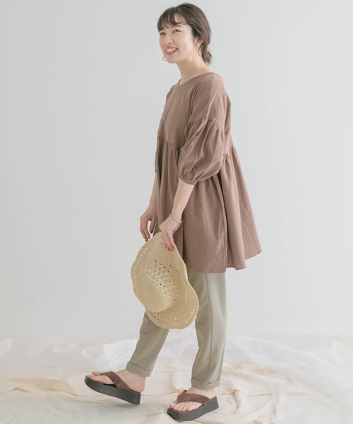 ITEMS URBANRESEARCH（アイテムズ アーバンリサーチ）の「ドライコットンギャザーブラウス（シャツ/ブラウス・レディース・ネイビー/ブラウン/ベージュ・FREE）」の16枚目の写真