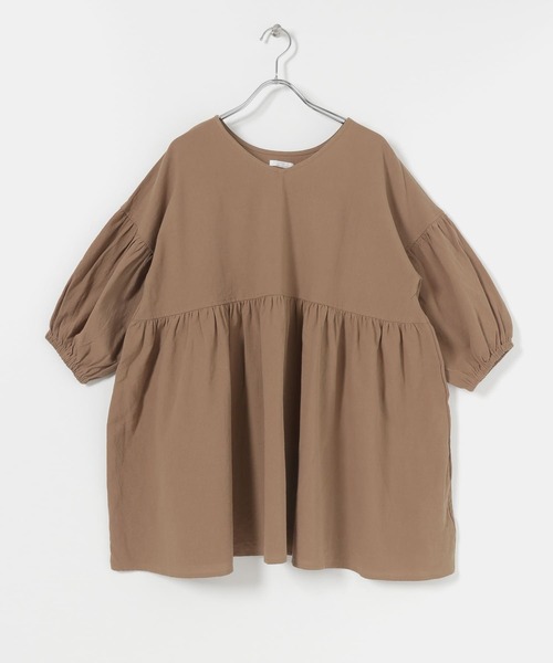 ITEMS URBANRESEARCH（アイテムズ アーバンリサーチ）の「ドライコットンギャザーブラウス（シャツ/ブラウス・レディース・ネイビー/ブラウン/ベージュ・FREE）」の8枚目の写真