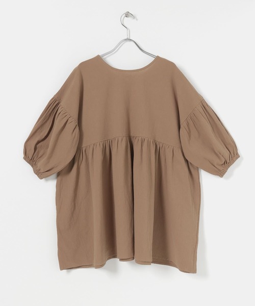 ITEMS URBANRESEARCH（アイテムズ アーバンリサーチ）の「ドライコットンギャザーブラウス（シャツ/ブラウス・レディース・ネイビー/ブラウン/ベージュ・FREE）」の7枚目の写真