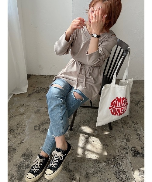 JUMELLE(ジュメロ)の「タイポグラフィートートバッグ(トートバッグ・レディース・グリーン/ホワイト・FREE)」の6枚目の写真