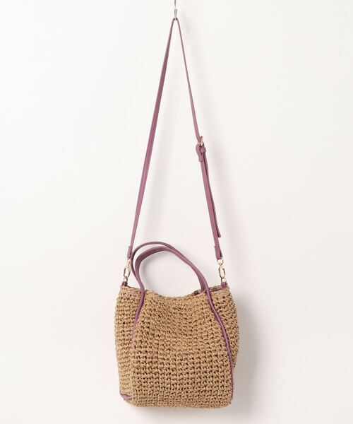 cache cache（カシュ カシュ）の「カシュカシュ cachecache / ペーパー手編みミニベーシックトート（かごバッグ・レディース・キャメル/ラベンダー/マスタード/ブルー/グリーン/アイボリー/ブラック・FREE）」の8枚目の写真