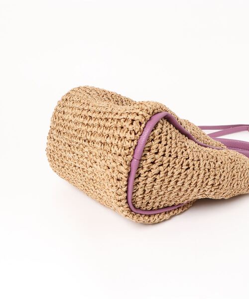 cache cache（カシュ カシュ）の「カシュカシュ cachecache / ペーパー手編みミニベーシックトート（かごバッグ・レディース・キャメル/ラベンダー/マスタード/ブルー/グリーン/アイボリー/ブラック・FREE）」の9枚目の写真