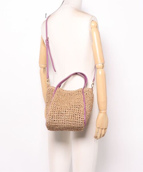 cache cache（カシュ カシュ）の「カシュカシュ cachecache / ペーパー手編みミニベーシックトート（かごバッグ・レディース・キャメル/ラベンダー/マスタード/ブルー/グリーン/アイボリー/ブラック・FREE）」の11枚目の写真