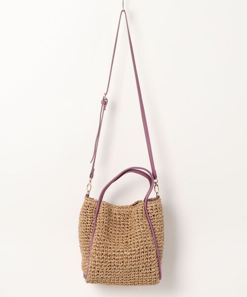 cache cache（カシュ カシュ）の「カシュカシュ cachecache / ペーパー手編みミニベーシックトート（かごバッグ・レディース・キャメル/ラベンダー/マスタード/ブルー/グリーン/アイボリー/ブラック・FREE）」の16枚目の写真