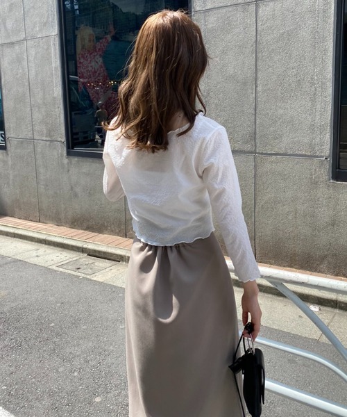 one after another NICE CLAUP（ワンアフターアナザーナイスクラップ）の「シアーショート羽織（Tシャツ/カットソー・レディース・オフホワイト/ブラック/ライトグリーン/イエロー・FREE）」の8枚目の写真