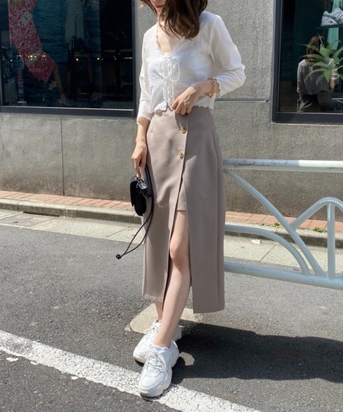 one after another NICE CLAUP（ワンアフターアナザーナイスクラップ）の「シアーショート羽織（Tシャツ/カットソー・レディース・オフホワイト/ブラック/ライトグリーン/イエロー・FREE）」の9枚目の写真