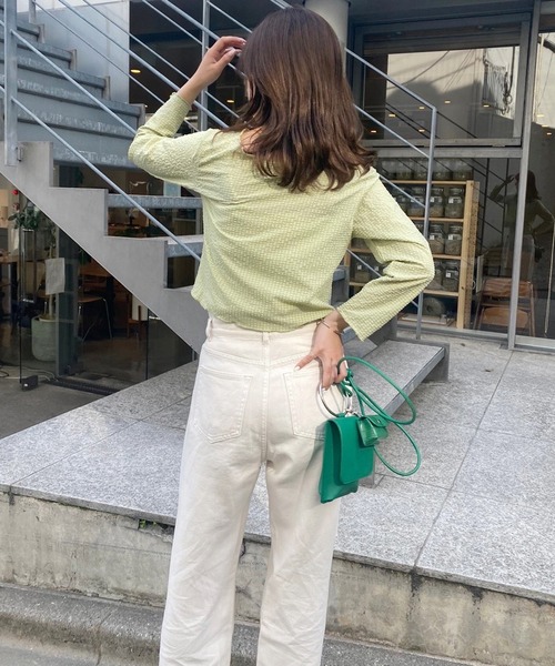 one after another NICE CLAUP（ワンアフターアナザーナイスクラップ）の「シアーショート羽織（Tシャツ/カットソー・レディース・オフホワイト/ブラック/ライトグリーン/イエロー・FREE）」の15枚目の写真