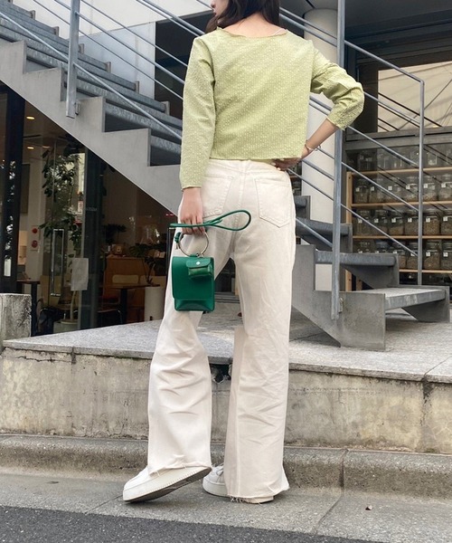 one after another NICE CLAUP（ワンアフターアナザーナイスクラップ）の「シアーショート羽織（Tシャツ/カットソー・レディース・オフホワイト/ブラック/ライトグリーン/イエロー・FREE）」の16枚目の写真