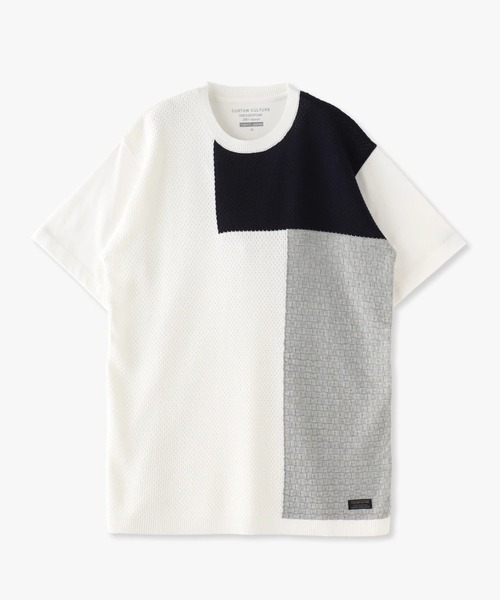 CUSTOM CULTURE(カスタムカルチャー)の「【CUSTOM CULTURE】 フロントパネルニット×T/C天竺 クルーネック SS TEE/Tシャツ(Tシャツ/カットソー・メンズ・ホワイト/ブラック/ホワイト系1/ブラック系1・2/3)」の3枚目の写真