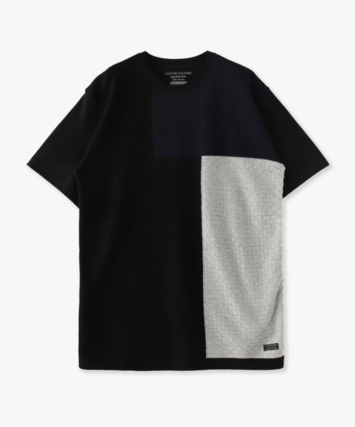 CUSTOM CULTURE(カスタムカルチャー)の「【CUSTOM CULTURE】 フロントパネルニット×T/C天竺 クルーネック SS TEE/Tシャツ(Tシャツ/カットソー・メンズ・ホワイト/ブラック/ホワイト系1/ブラック系1・2/3)」の4枚目の写真