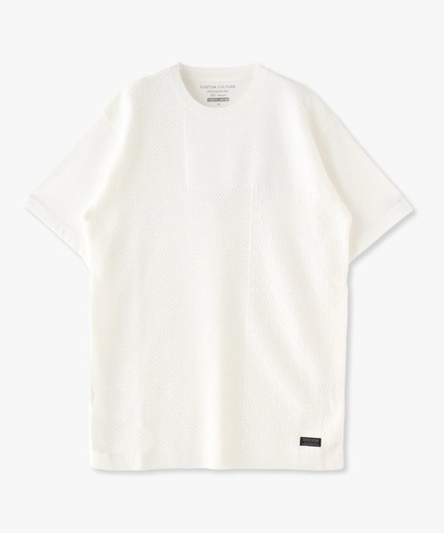 CUSTOM CULTURE(カスタムカルチャー)の「【CUSTOM CULTURE】 フロントパネルニット×T/C天竺 クルーネック SS TEE/Tシャツ(Tシャツ/カットソー・メンズ・ホワイト/ブラック/ホワイト系1/ブラック系1・2/3)」の2枚目の写真