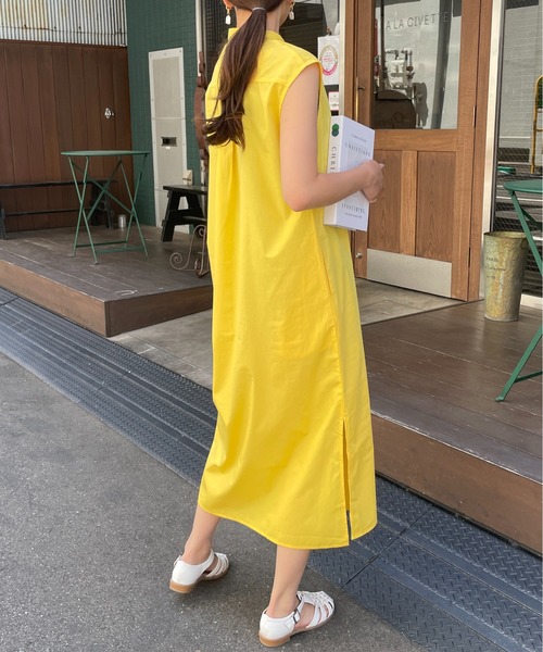 ノエルレシール　ノースリーブ　ワンピース　1 S程度 バイカラー　黄/紺 ワンピース バイカラーノースリーブ切り替えワンピース