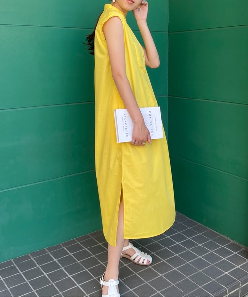 StyleSea(スタイルシー)の「フロントヨーク切り替えノースリーブワンピース(ワンピース・レディース・ブラック/イエロー/ブルー・MEDIUM)」の21枚目の写真