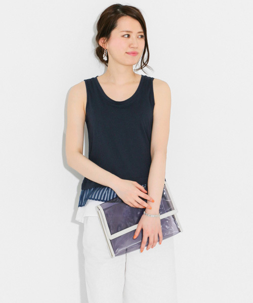 SENSE OF PLACE by URBAN RESEARCH（センスオブプレイスバイアーバンリサーチ）の「ダブルレイヤードタンク（Tシャツ/カットソー・レディース・ホワイト/グレー/ネイビー・FREE）」の3枚目の写真