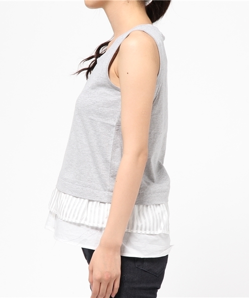 SENSE OF PLACE by URBAN RESEARCH（センスオブプレイスバイアーバンリサーチ）の「ダブルレイヤードタンク（Tシャツ/カットソー・レディース・ホワイト/グレー/ネイビー・FREE）」の5枚目の写真