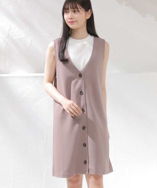 Honeys（ハニーズ）の「前釦ジャンスカ（ジャンパースカート・レディース・ブラック/モカ/ピンク・S/M/L）」の3枚目の写真