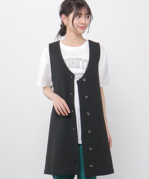 Honeys（ハニーズ）の「前釦ジャンスカ（ジャンパースカート・レディース・ブラック/モカ/ピンク・S/M/L）」の6枚目の写真