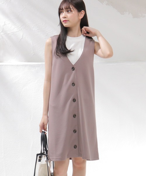 Honeys（ハニーズ）の「前釦ジャンスカ（ジャンパースカート・レディース・ブラック/モカ/ピンク・S/M/L）」の15枚目の写真