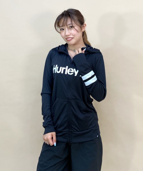 Hurley/ハーレールーズシルエットフロントロゴ無地長袖ラッシュガード/フルジップパーカーラッシュガードWRG2100001