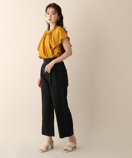 OPAQUE.CLIP（オペークドットクリップ）の「◆リネンライクストレートパンツ（その他パンツ・レディース・ブラック/ピンク系/オフホワイト・36/38）」の12枚目の写真