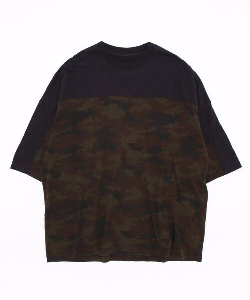 UNRAVEL PROJECT(アンレーベル プロジェクト)の「UNRAVEL PROJECT/アンラヴェルプロジェクト/CAMO J TOUR BICOLOR BOXT TEE(UMS8-020)(Tシャツ/カットソー・メンズ・シルバー・SMALL/MEDIUM/LARGE/X-SMALL/XX-SMALL)」の2枚目の写真