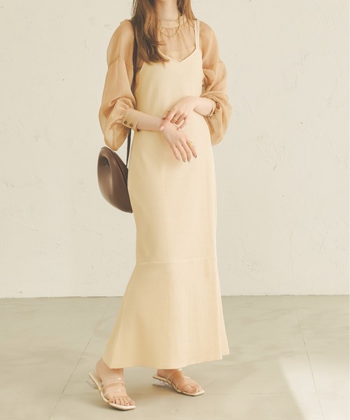 Ambre Neige（アンブルネージュ）の「マーメイドリブキャミワンピース／WEB/EC限定商品（ワンピース・レディース・ブラック/アイボリー/ダークブラウン・FREE）」の3枚目の写真