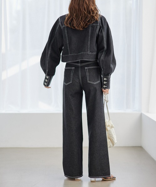 Heather（ヘザー）の「デニムワイドパンツ　125914（デニムパンツ・レディース・ブルー/ブラック・M/S）」の5枚目の写真