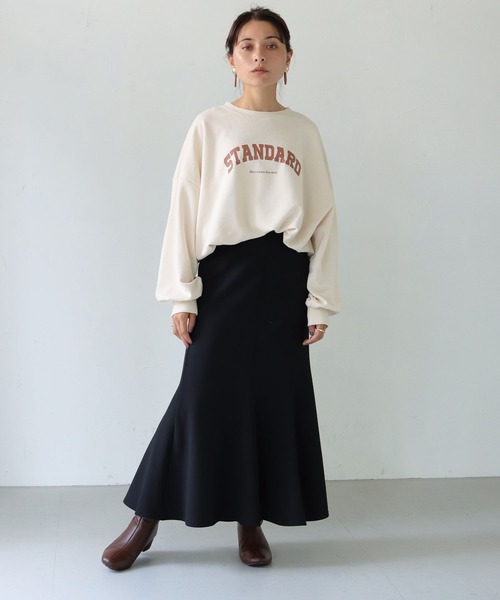 HER CLOSET(ハークローゼット)の「【shemoshelly】WEB限定 裏毛”STANDARD”カレッジロゴプリントスウェット(Tシャツ/カットソー・レディース・チャコールグレー/ブラック/グリーン/ヘザーグレー/ホワイト系その他・M)」の10枚目の写真