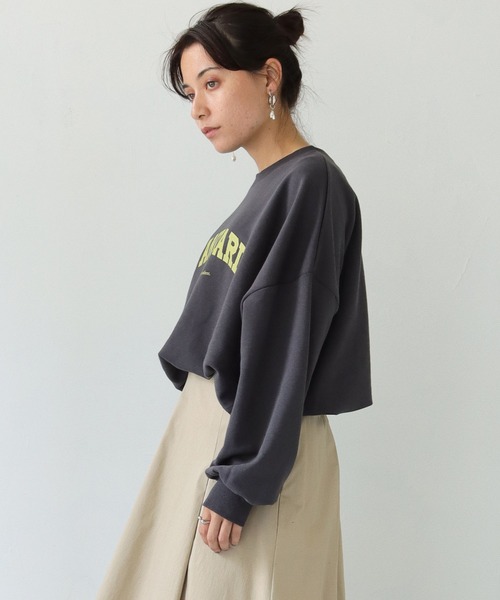 HER CLOSET(ハークローゼット)の「【shemoshelly】WEB限定 裏毛”STANDARD”カレッジロゴプリントスウェット(Tシャツ/カットソー・レディース・チャコールグレー/ブラック/グリーン/ヘザーグレー/ホワイト系その他・M)」の14枚目の写真