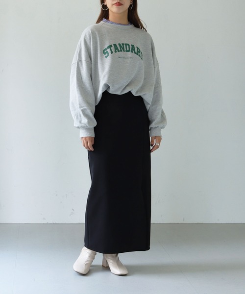 HER CLOSET(ハークローゼット)の「【shemoshelly】WEB限定 裏毛”STANDARD”カレッジロゴプリントスウェット(Tシャツ/カットソー・レディース・チャコールグレー/ブラック/グリーン/ヘザーグレー/ホワイト系その他・M)」の17枚目の写真
