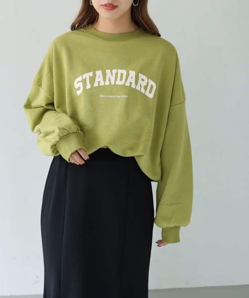 HER CLOSET(ハークローゼット)の「【shemoshelly】WEB限定 裏毛”STANDARD”カレッジロゴプリントスウェット(Tシャツ/カットソー・レディース・チャコールグレー/ブラック/グリーン/ヘザーグレー/ホワイト系その他・M)」の19枚目の写真