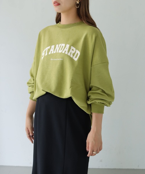 HER CLOSET(ハークローゼット)の「【shemoshelly】WEB限定 裏毛”STANDARD”カレッジロゴプリントスウェット(Tシャツ/カットソー・レディース・チャコールグレー/ブラック/グリーン/ヘザーグレー/ホワイト系その他・M)」の20枚目の写真