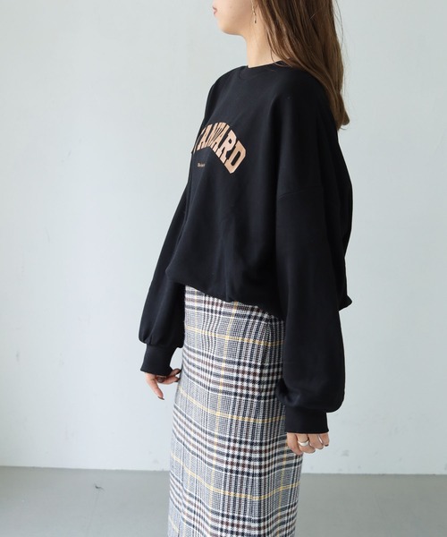 HER CLOSET(ハークローゼット)の「【shemoshelly】WEB限定 裏毛”STANDARD”カレッジロゴプリントスウェット(Tシャツ/カットソー・レディース・チャコールグレー/ブラック/グリーン/ヘザーグレー/ホワイト系その他・M)」の12枚目の写真