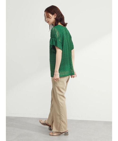 Green Parks(グリーンパークス)の「5分袖カットレースプルオーバー(Tシャツ/カットソー・レディース・ブラック/オフホワイト/グリーン・FREE)」の22枚目の写真