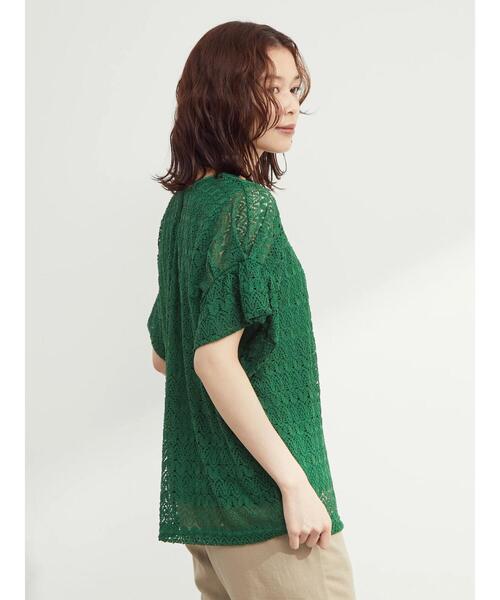 Green Parks(グリーンパークス)の「5分袖カットレースプルオーバー(Tシャツ/カットソー・レディース・ブラック/オフホワイト/グリーン・FREE)」の19枚目の写真