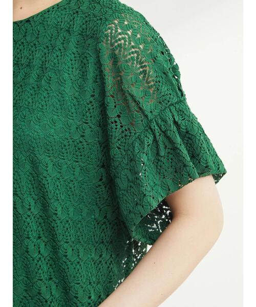 Green Parks(グリーンパークス)の「5分袖カットレースプルオーバー(Tシャツ/カットソー・レディース・ブラック/オフホワイト/グリーン・FREE)」の10枚目の写真