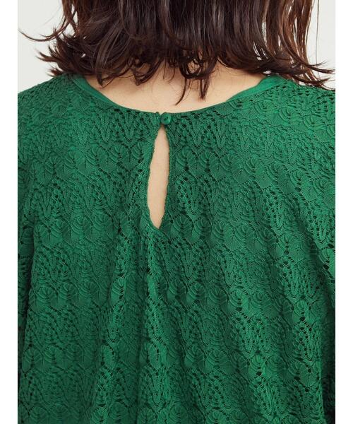 Green Parks(グリーンパークス)の「5分袖カットレースプルオーバー(Tシャツ/カットソー・レディース・ブラック/オフホワイト/グリーン・FREE)」の16枚目の写真