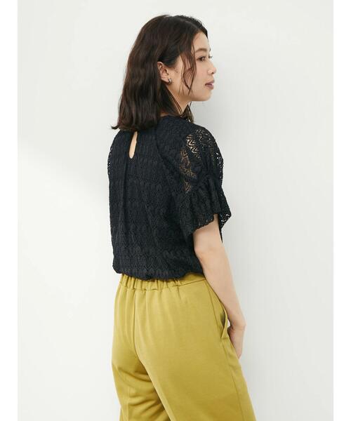 Green Parks(グリーンパークス)の「5分袖カットレースプルオーバー(Tシャツ/カットソー・レディース・ブラック/オフホワイト/グリーン・FREE)」の20枚目の写真