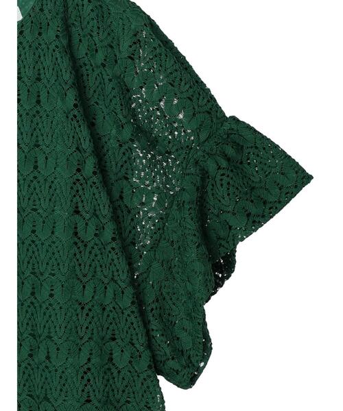 Green Parks(グリーンパークス)の「5分袖カットレースプルオーバー(Tシャツ/カットソー・レディース・ブラック/オフホワイト/グリーン・FREE)」の15枚目の写真