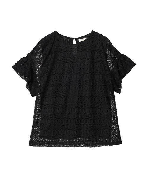 Green Parks(グリーンパークス)の「5分袖カットレースプルオーバー(Tシャツ/カットソー・レディース・ブラック/オフホワイト/グリーン・FREE)」の12枚目の写真