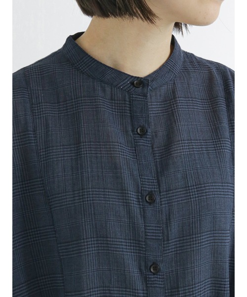 Samansa Mos2 blue(サマンサモスモスブルー)の「グレンチェックブラウス(シャツ/ブラウス・レディース・ネイビー/ブラウン/グレー・フリ-)」の20枚目の写真