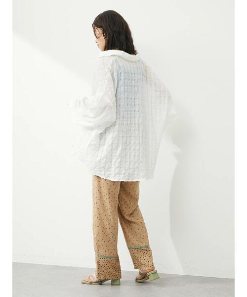 Green　Parks（グリーンパークス）の「・novem9 シアー長袖シャツチュニック（シャツ/ブラウス・レディース・グリーン系その他2/オレンジ/オフホワイト/イエロー・FREE）」の18枚目の写真