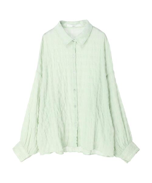 Green　Parks（グリーンパークス）の「・novem9 シアー長袖シャツチュニック（シャツ/ブラウス・レディース・グリーン系その他2/オレンジ/オフホワイト/イエロー・FREE）」の15枚目の写真